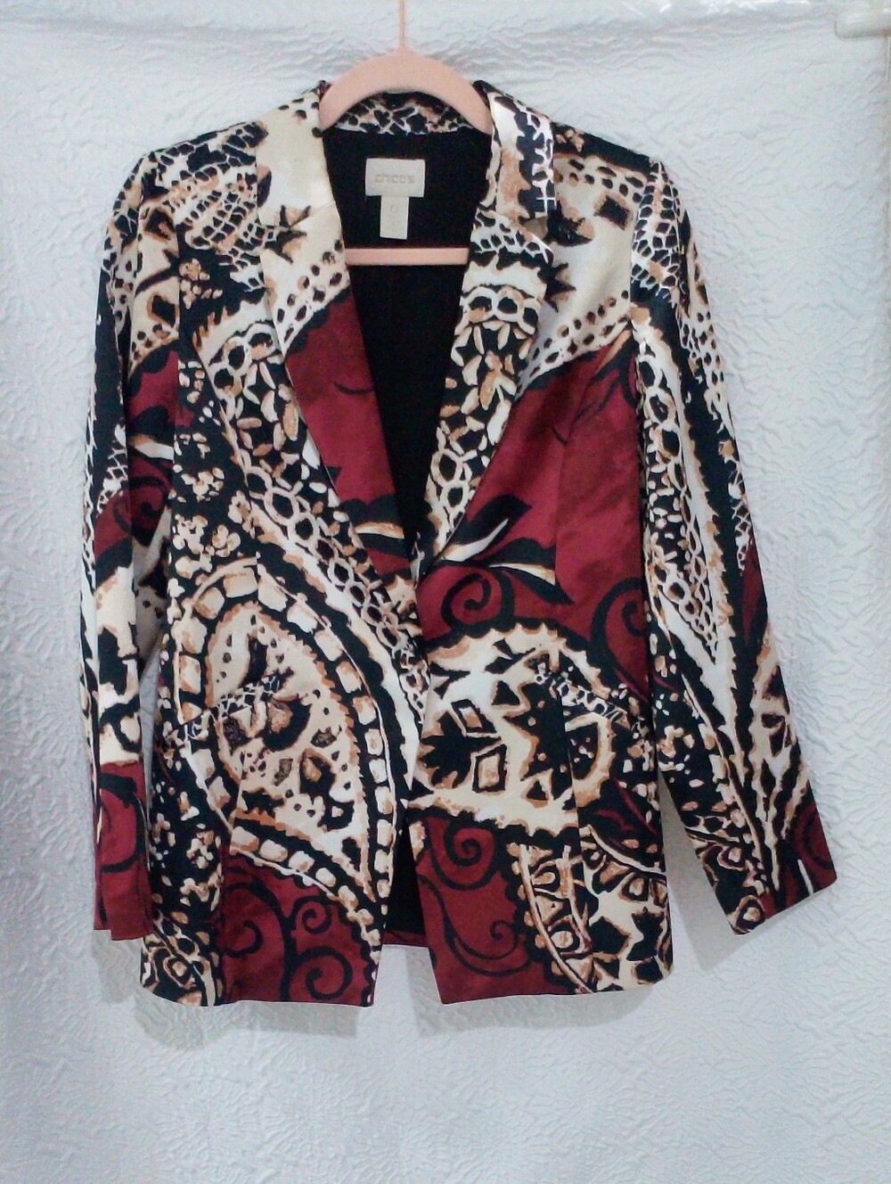 Chico's Women's Multicolor Paisley Geometric Career Blazer Lined Jacket
